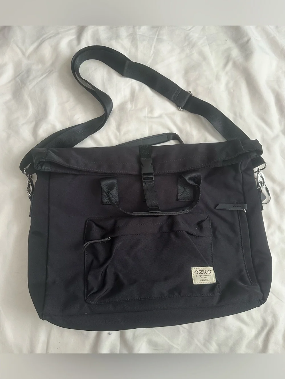 Black Men's Messenger Bag with Adjustable Strap